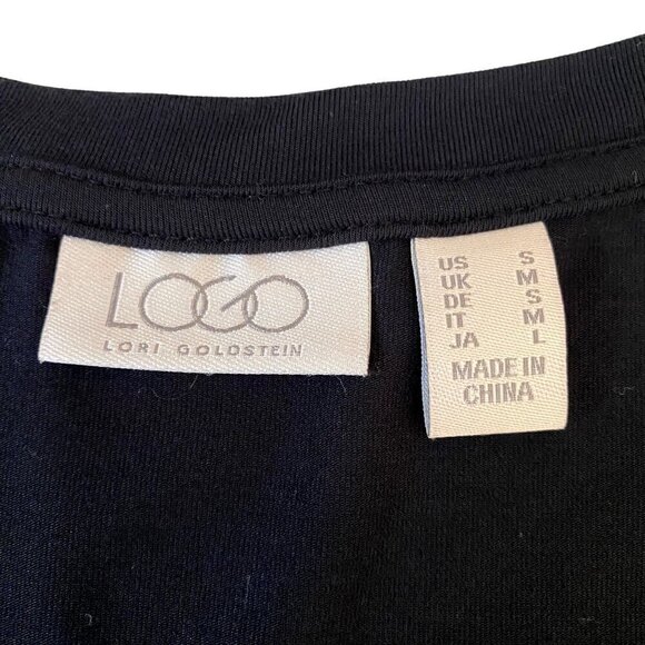 LOGO by Lori Goldstein Sz S Lagenlook Black/White Stitching Pockets Split Hem - Picture 4 of 10